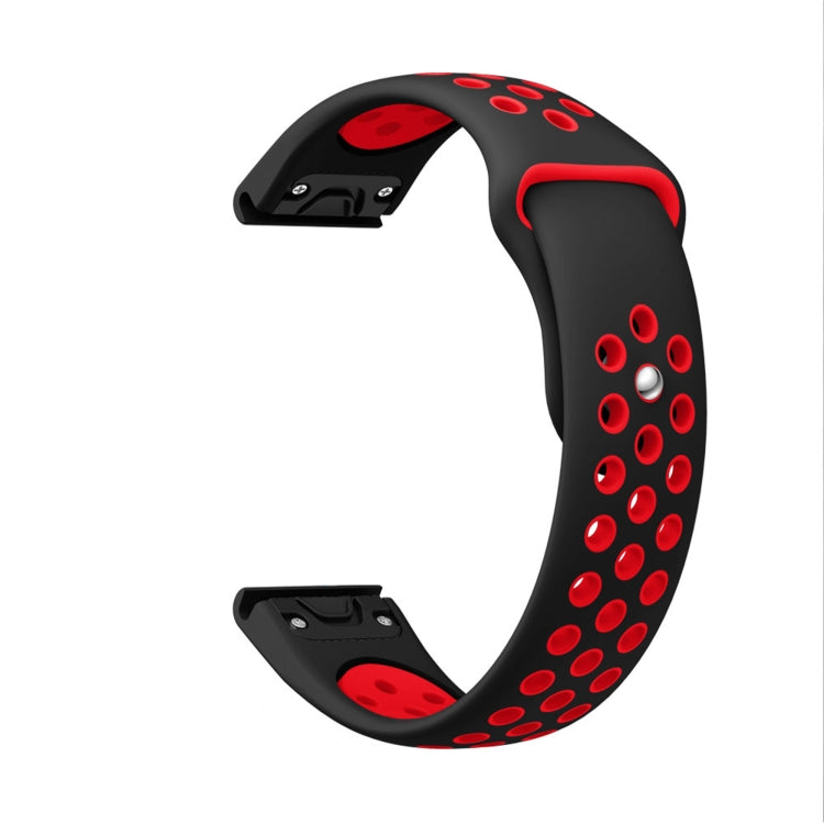 For Garmin Descent G1 22mm Sports Breathable Silicone Watch Band(Black+Red) -  by PMC Jewellery | Online Shopping South Africa | PMC Jewellery