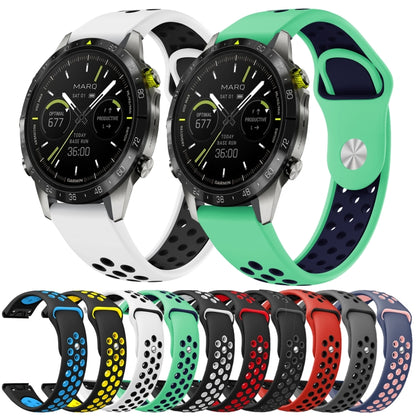 For Garmin Fenix 5 Plus 22mm Sports Breathable Silicone Watch Band(Mint Green+Midnight Blue) -  by PMC Jewellery | Online Shopping South Africa | PMC Jewellery