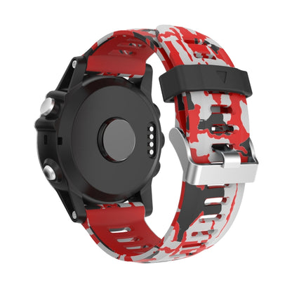 For Garmin Fenix 7X Solar 26mm Camouflage Printed Silicone Watch Band(Red+Army Camouflage) - Watch Bands by PMC Jewellery | Online Shopping South Africa | PMC Jewellery