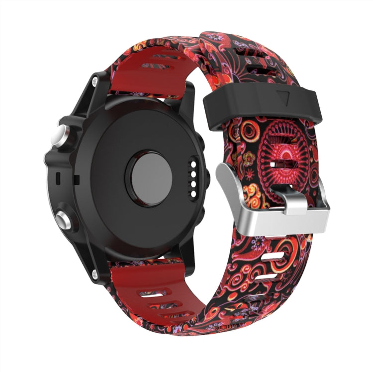 For Garmin Tactix Delta 26mm Camouflage Printed Silicone Watch Band(Red+Jellyfish Camouflage) -  by PMC Jewellery | Online Shopping South Africa | PMC Jewellery