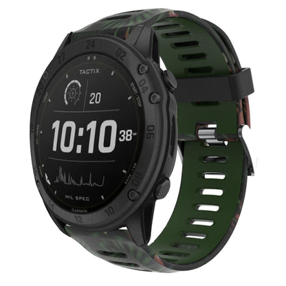 For Garmin Tactix Delta 26mm Camouflage Printed Silicone Watch Band(Army Green+Bamboo Camouflage) -  by PMC Jewellery | Online Shopping South Africa | PMC Jewellery