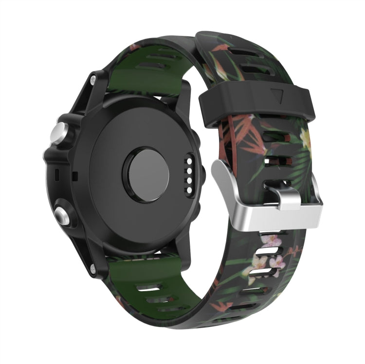 For Garmin Descent MK 1 26mm Camouflage Printed Silicone Watch Band(Army Green+Bamboo Camouflage) -  by PMC Jewellery | Online Shopping South Africa | PMC Jewellery