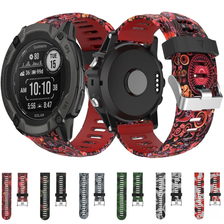 For Garmin Descent MK 2i 26mm Camouflage Printed Silicone Watch Band(Red+Army Camouflage) - Watch Bands by PMC Jewellery | Online Shopping South Africa | PMC Jewellery