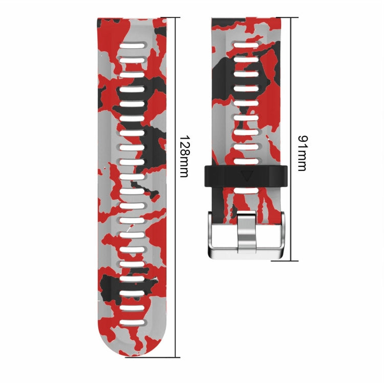 For Garmin Fenix 6X Sapphire 26mm Camouflage Printed Silicone Watch Band(Red+Jellyfish Camouflage) -  by PMC Jewellery | Online Shopping South Africa | PMC Jewellery