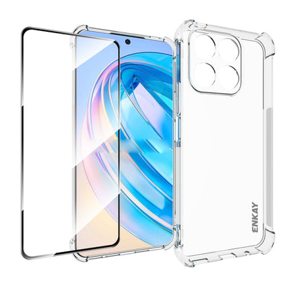 For Honor X8A 4G Global ENKAY Hat-Prince Transparent TPU Shockproof Phone Case with Glass Film - Honor Cases by ENKAY | Online Shopping South Africa | PMC Jewellery