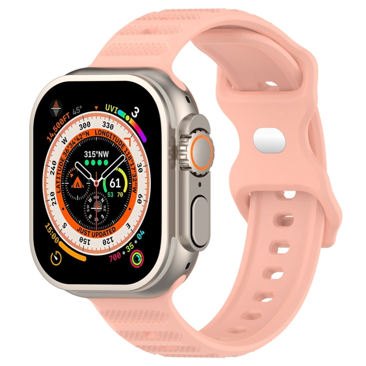 For Apple Watch Ultra 49mm Reverse Buckle Dot Texture Silicone Watch Band(Pink) - Watch Bands by PMC TechLife | Online Shopping South Africa | PMC TechLife