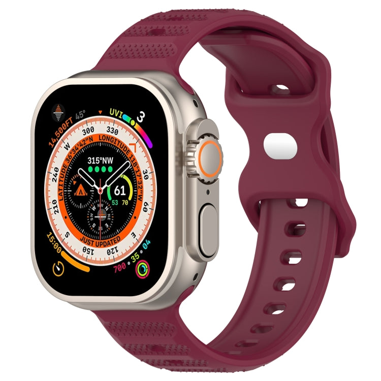 For Apple Watch Ultra 49mm Reverse Buckle Dot Texture Silicone Watch Band(Wine Red) - Watch Bands by PMC Jewellery | Online Shopping South Africa | PMC Jewellery