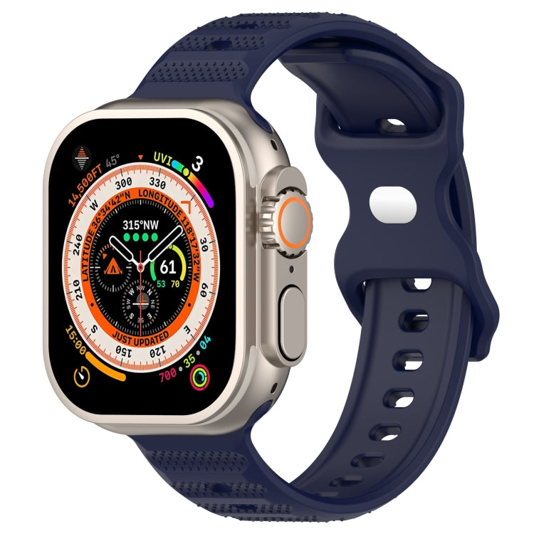 For Apple Watch 7 45mm Reverse Buckle Dot Texture Silicone Watch Band(Midnight Blue) - Watch Bands by PMC TechLife | Online Shopping South Africa | PMC TechLife