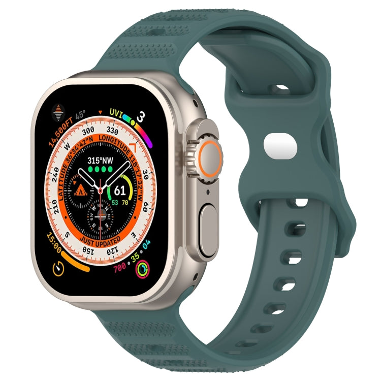 For Apple Watch 7 41mm Reverse Buckle Dot Texture Silicone Watch Band(Olive Green) - Watch Bands by PMC Jewellery | Online Shopping South Africa | PMC Jewellery