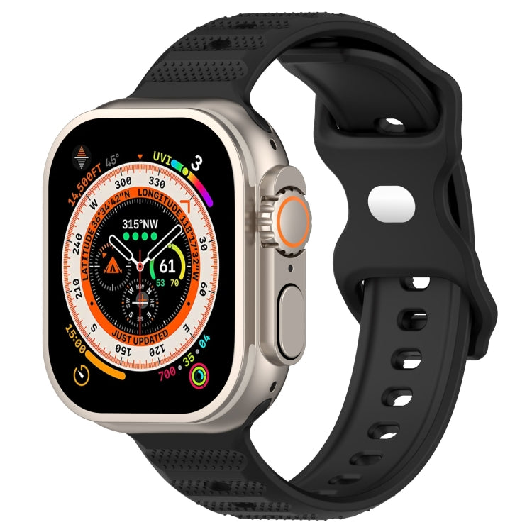 For Apple Watch SE 2022 44mm Reverse Buckle Dot Texture Silicone Watch Band(Black) - Watch Bands by PMC Jewellery | Online Shopping South Africa | PMC Jewellery