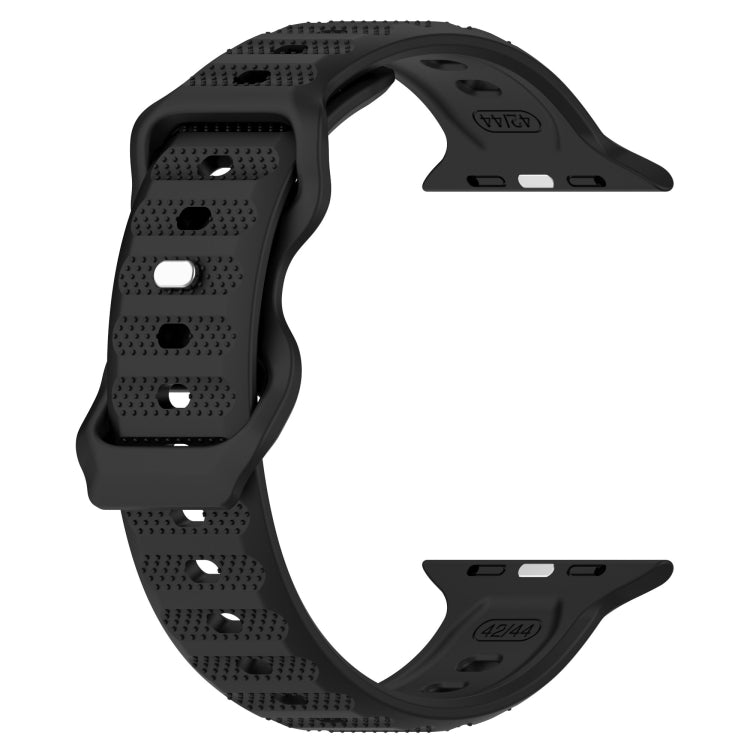 For Apple Watch SE 2022 44mm Reverse Buckle Dot Texture Silicone Watch Band(Black) - Watch Bands by PMC Jewellery | Online Shopping South Africa | PMC Jewellery