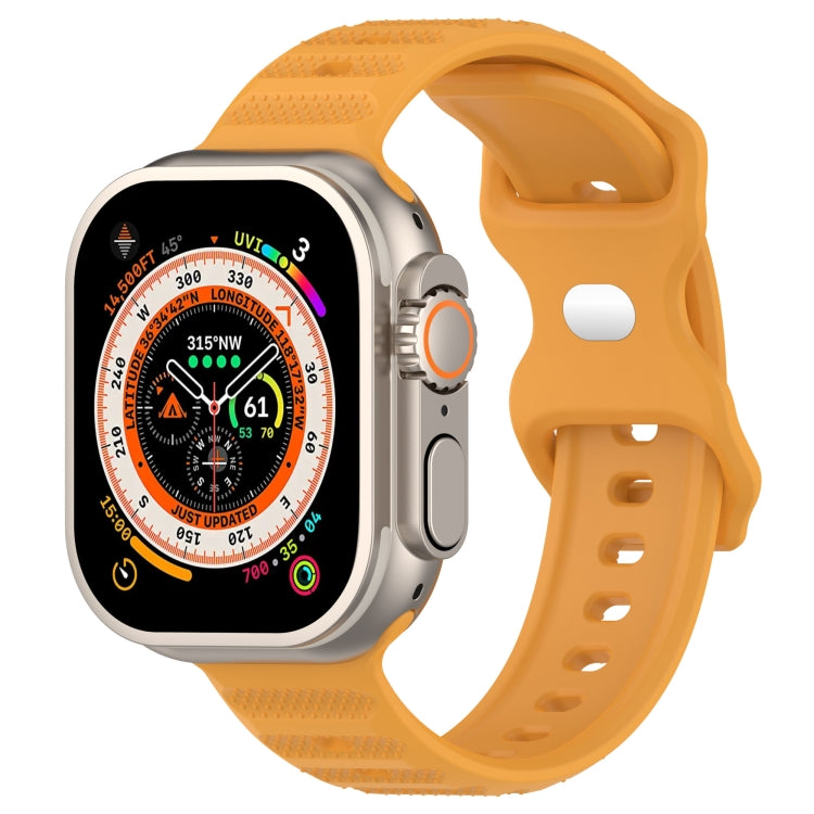 For Apple Watch SE 44mm Reverse Buckle Dot Texture Silicone Watch Band(Yellow) - Watch Bands by PMC TechLife | Online Shopping South Africa | PMC TechLife