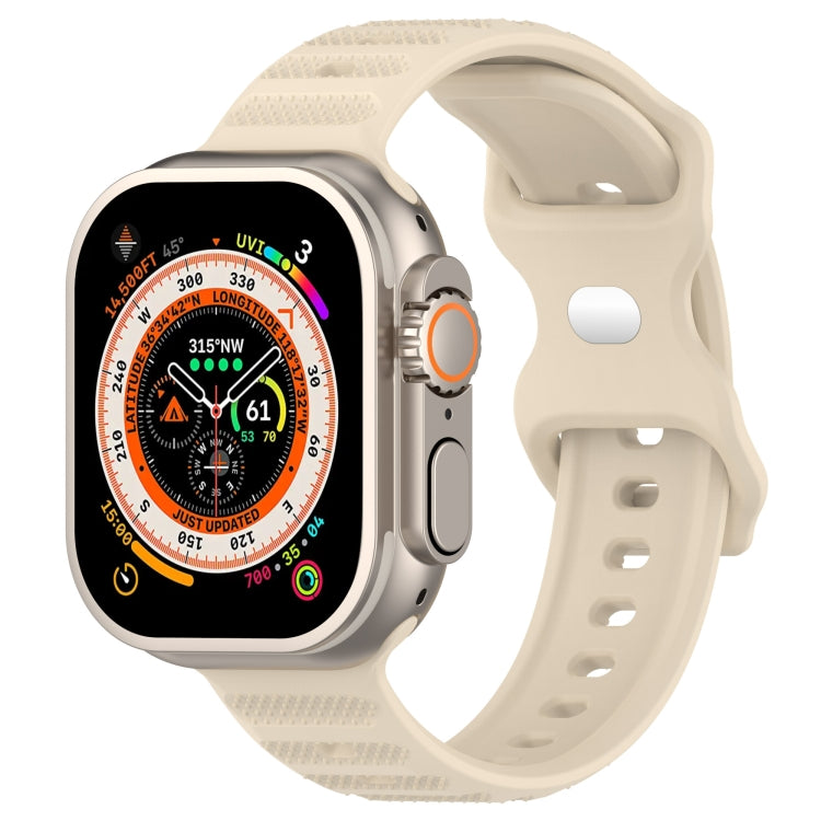 For Apple Watch 6 44mm Reverse Buckle Dot Texture Silicone Watch Band(Khaki) - Watch Bands by PMC TechLife | Online Shopping South Africa | PMC TechLife