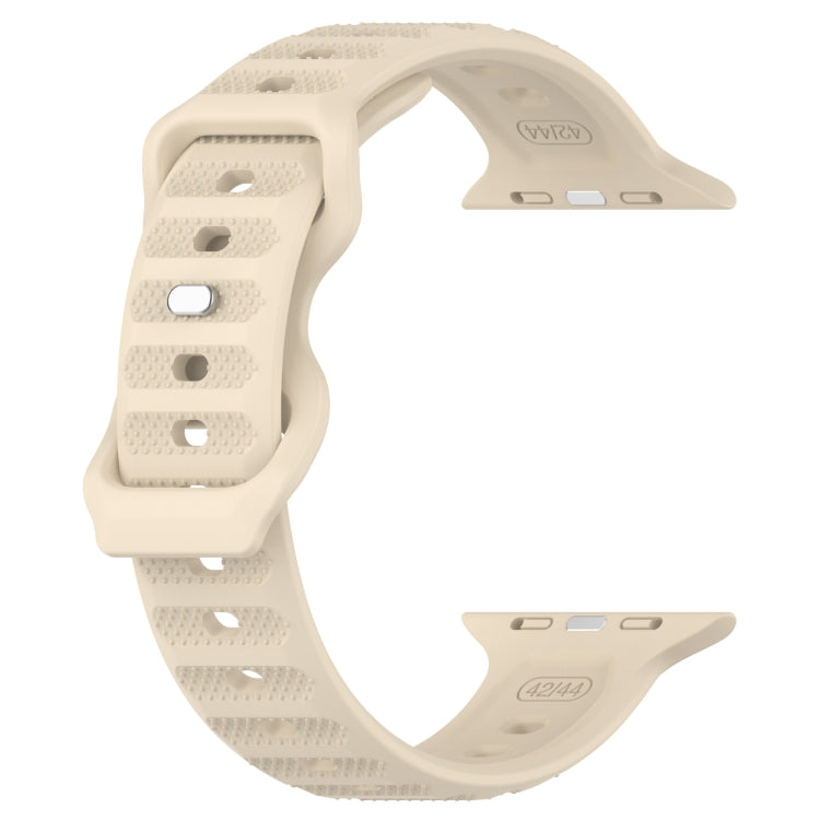 For Apple Watch 6 44mm Reverse Buckle Dot Texture Silicone Watch Band(Khaki) - Watch Bands by PMC TechLife | Online Shopping South Africa | PMC TechLife