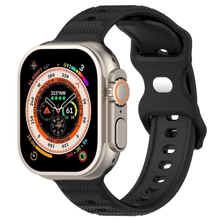 For Apple Watch 38mm Reverse Buckle Dot Texture Silicone Watch Band(Black) - Watch Bands by PMC TechLife | Online Shopping South Africa | PMC TechLife