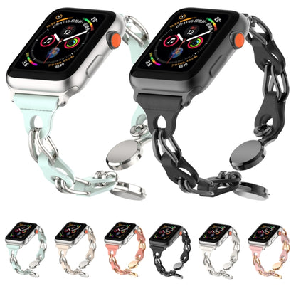 For Apple Watch 7 45mm Hollow Leather Chain Magnetic Buckle Watch Band(Starlight Color) - Watch Bands by PMC Jewellery | Online Shopping South Africa | PMC Jewellery