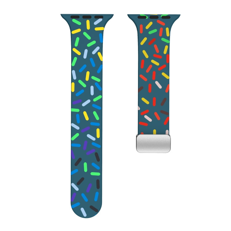 For Apple Watch 2 38mm Rainbow Dots Silicone Magnetic Buckle Watch Band(Blue) - Watch Bands by PMC TechLife | Online Shopping South Africa | PMC TechLife