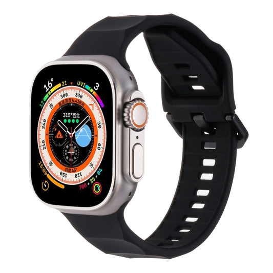 For Apple Watch Ultra 49mm Ripple Silicone Sports Watch Band(Black) - Watch Bands by PMC Jewellery | Online Shopping South Africa | PMC Jewellery