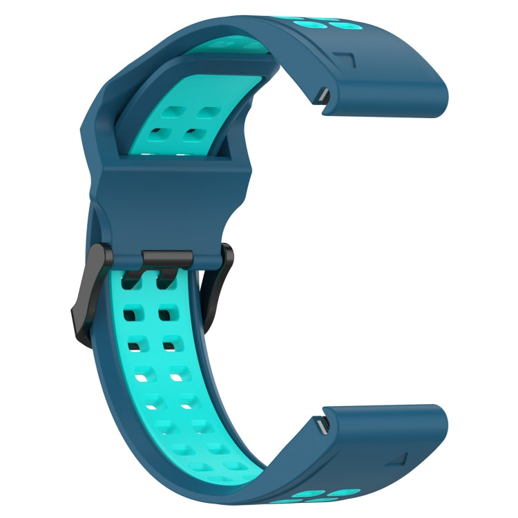 For Garmin  Instinct 2 Solar 22mm Two-Color Reverse Buckle Silicone Watch Band(Blue+Teal) - Watch Bands by PMC Jewellery | Online Shopping South Africa | PMC Jewellery