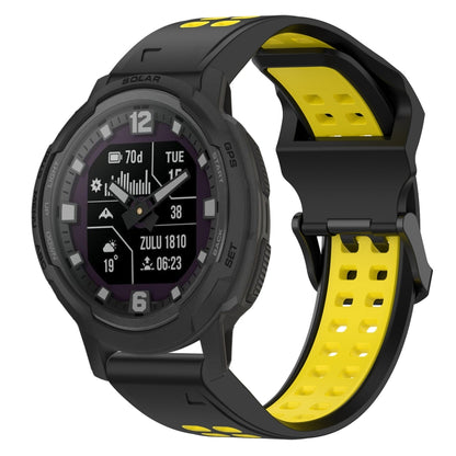 For Garmin Instinct Crossover 22mm Two-Color Reverse Buckle Silicone Watch Band(Black+Yellow) - Watch Bands by PMC Jewellery | Online Shopping South Africa | PMC Jewellery