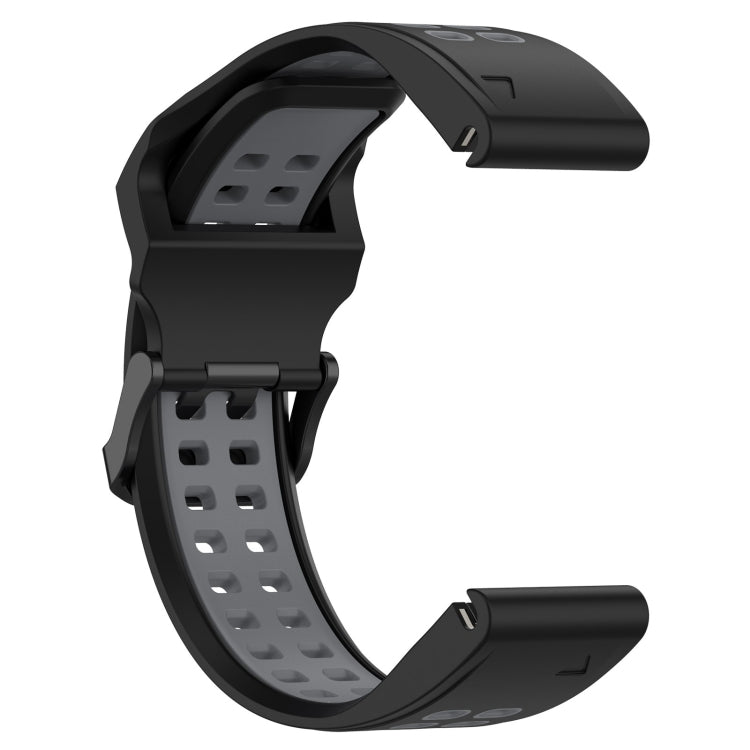 For Garmin Instinct Crossover 22mm Two-Color Reverse Buckle Silicone Watch Band(Black+Grey) - Watch Bands by PMC Jewellery | Online Shopping South Africa | PMC Jewellery