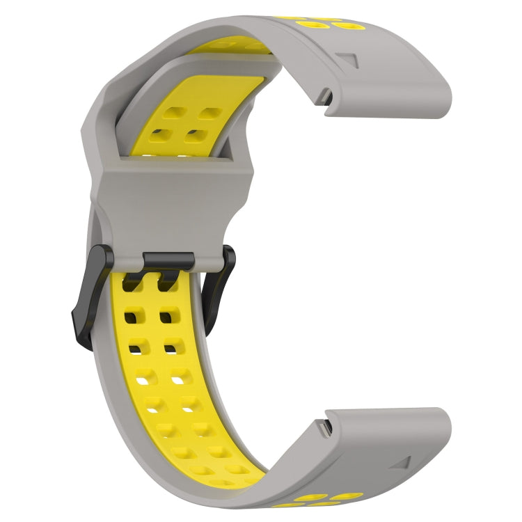 For Garmin Instinct Crossover 22mm Two-Color Reverse Buckle Silicone Watch Band(Grey+Yellow) - Watch Bands by PMC TechLife | Online Shopping South Africa | PMC TechLife
