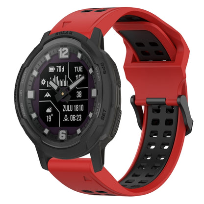 For Garmin Instinct Crossover Solar 22mm Two-Color Reverse Buckle Silicone Watch Band(Red+Black) - Watch Bands by PMC Jewellery | Online Shopping South Africa | PMC Jewellery