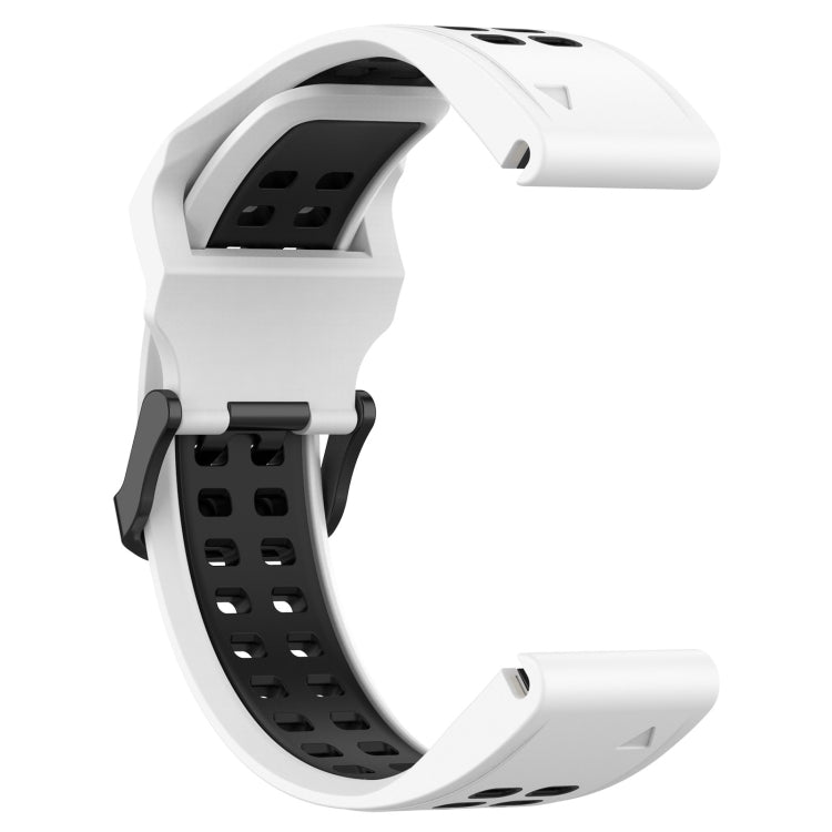 For Garmin Fenix 5 22mm Two-Color Reverse Buckle Silicone Watch Band(White+Black) - Watch Bands by PMC Jewellery | Online Shopping South Africa | PMC Jewellery