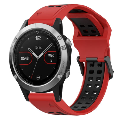 For Garmin Fenix 5 22mm Two-Color Reverse Buckle Silicone Watch Band(Red+Black) - Watch Bands by PMC Jewellery | Online Shopping South Africa | PMC Jewellery