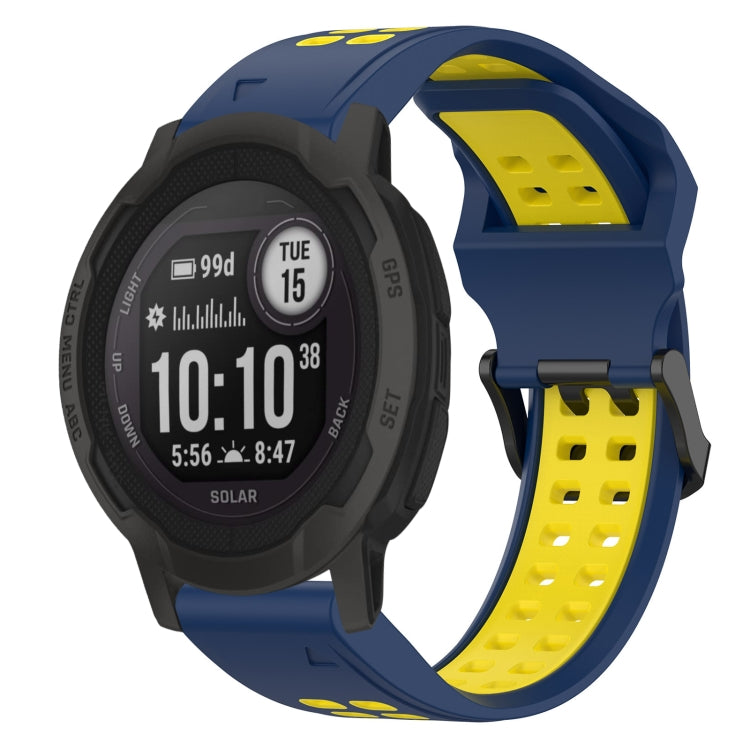 For Garmin Instinct 2 22mm Two-Color Reverse Buckle Silicone Watch Band(Blue+Yellow) - Watch Bands by PMC TechLife | Online Shopping South Africa | PMC TechLife