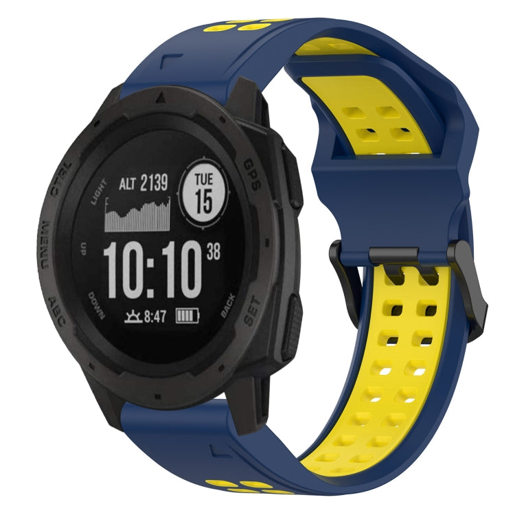 For Garmin Instinct 22mm Two-Color Reverse Buckle Silicone Watch Band(Blue+Yellow) - Watch Bands by PMC TechLife | Online Shopping South Africa | PMC TechLife