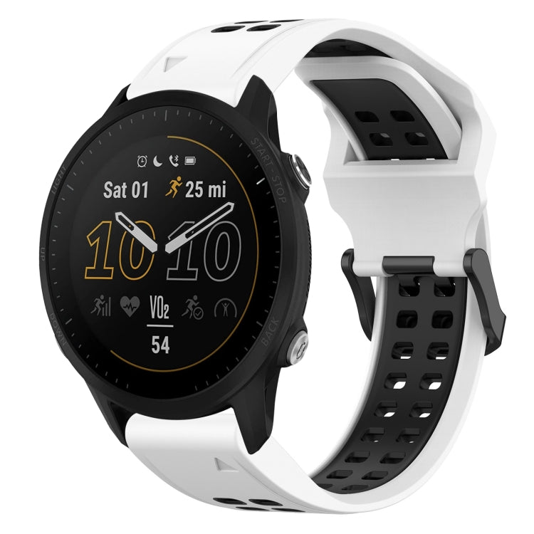 For Garmin Forerunner 955 22mm Two-Color Reverse Buckle Silicone Watch Band(White+Black) - Watch Bands by PMC TechLife | Online Shopping South Africa | PMC TechLife