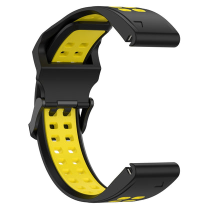 For Garmin Forerunner 955 22mm Two-Color Reverse Buckle Silicone Watch Band(Black+Yellow) - Watch Bands by PMC Jewellery | Online Shopping South Africa | PMC Jewellery