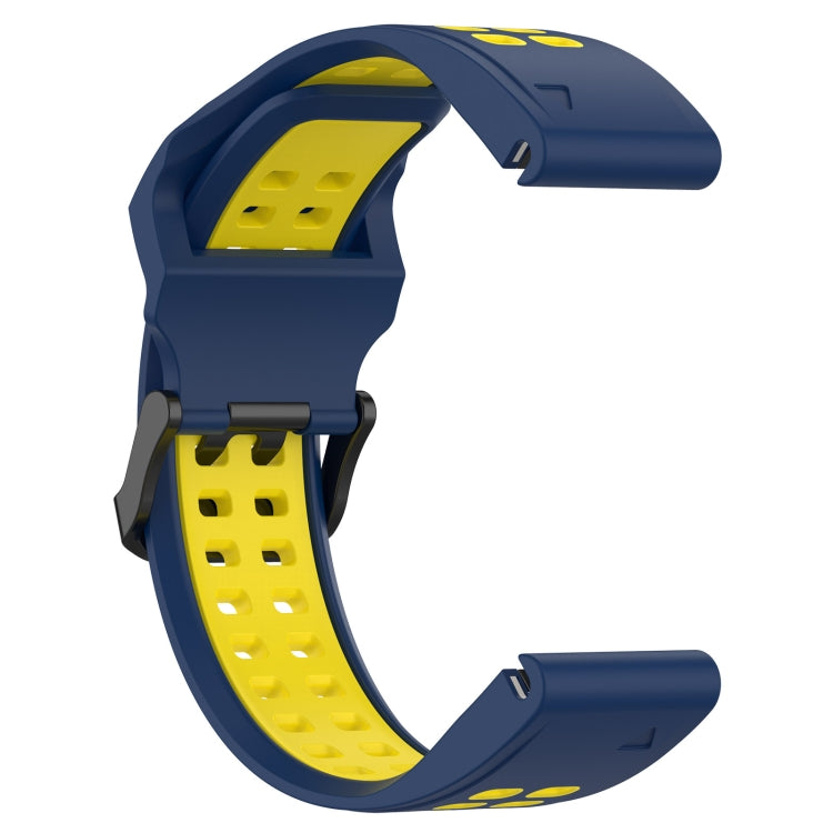 For Garmin Forerunner 955 22mm Two-Color Reverse Buckle Silicone Watch Band(Blue+Yellow) - Watch Bands by PMC TechLife | Online Shopping South Africa | PMC TechLife