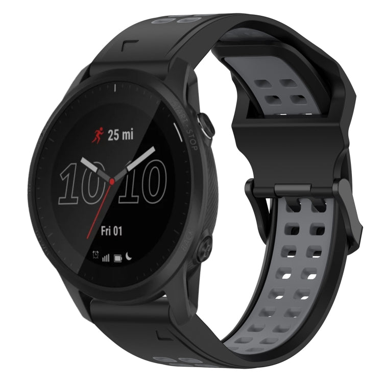 For Garmin Forerunner 945 22mm Two-Color Reverse Buckle Silicone Watch Band(Black+Grey) - Watch Bands by PMC TechLife | Online Shopping South Africa | PMC TechLife