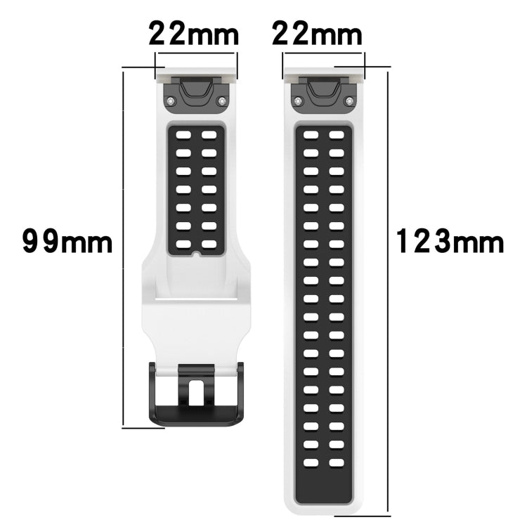 For Garmin Instinct 22mm Two-Color Reverse Buckle Silicone Watch Band(White+Black) - Watch Bands by PMC Jewellery | Online Shopping South Africa | PMC Jewellery