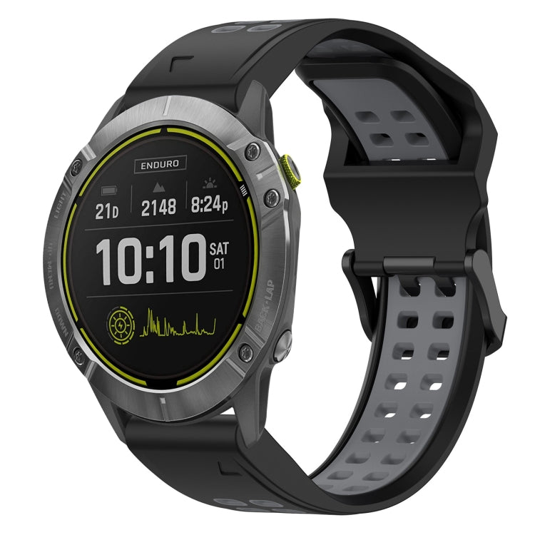 For Garmin Enduro 26mm Two-Color Reverse Buckle Silicone Watch Band(Black+Grey) - Watch Bands by PMC TechLife | Online Shopping South Africa | PMC TechLife