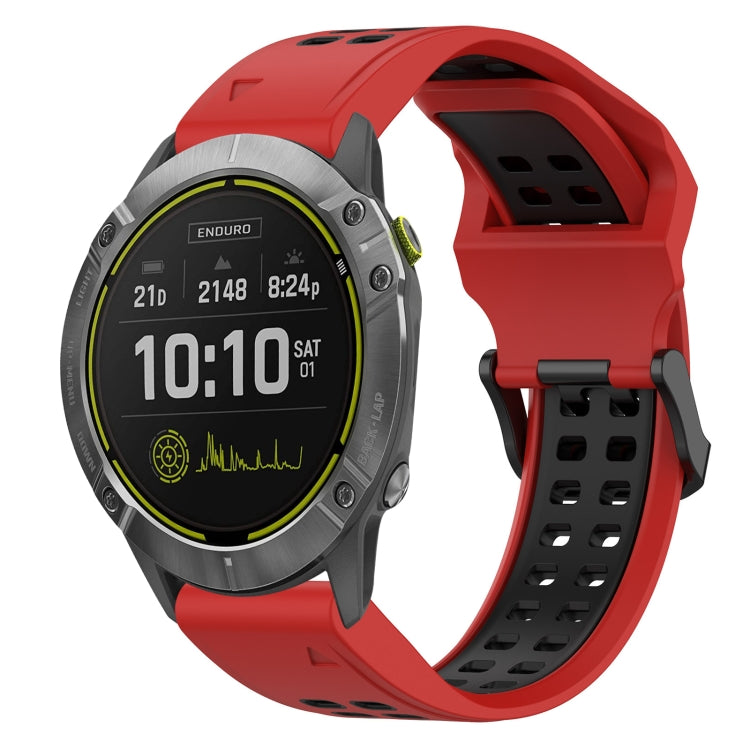 For Garmin Enduro 26mm Two-Color Reverse Buckle Silicone Watch Band(Red+Black) - Watch Bands by PMC TechLife | Online Shopping South Africa | PMC TechLife