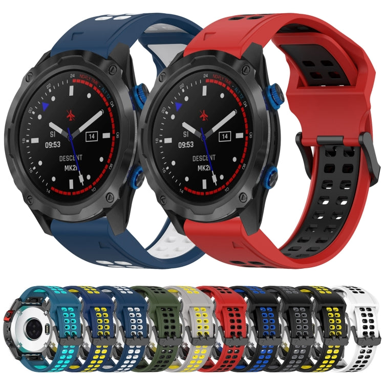 For Garmin D2 Delta PX 26mm Two-Color Reverse Buckle Silicone Watch Band(Black+Blue) - Watch Bands by PMC TechLife | Online Shopping South Africa | PMC TechLife