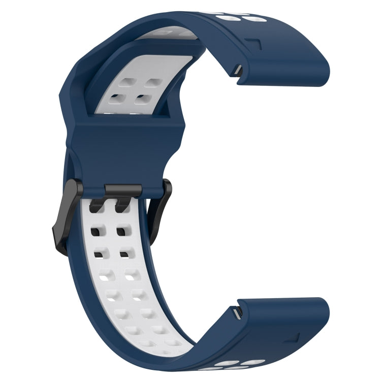 For Garmin Instinct 2S 20mm Two-Color Reverse Buckle Silicone Watch Band(Blue+White) - Watch Bands by PMC TechLife | Online Shopping South Africa | PMC TechLife