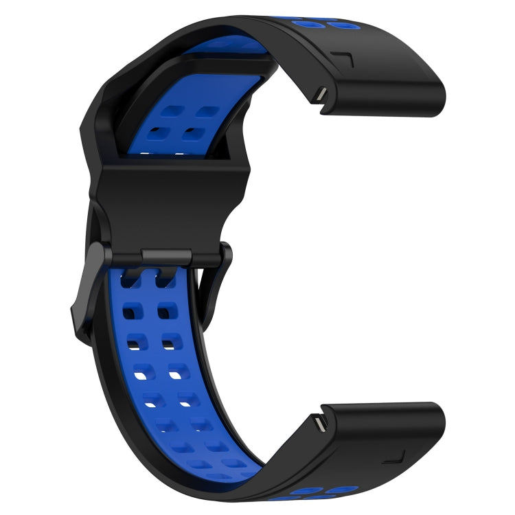 For Garmin Fenix 6S 20mm Two-Color Reverse Buckle Silicone Watch Band(Black+Blue) - Watch Bands by PMC Jewellery | Online Shopping South Africa | PMC Jewellery