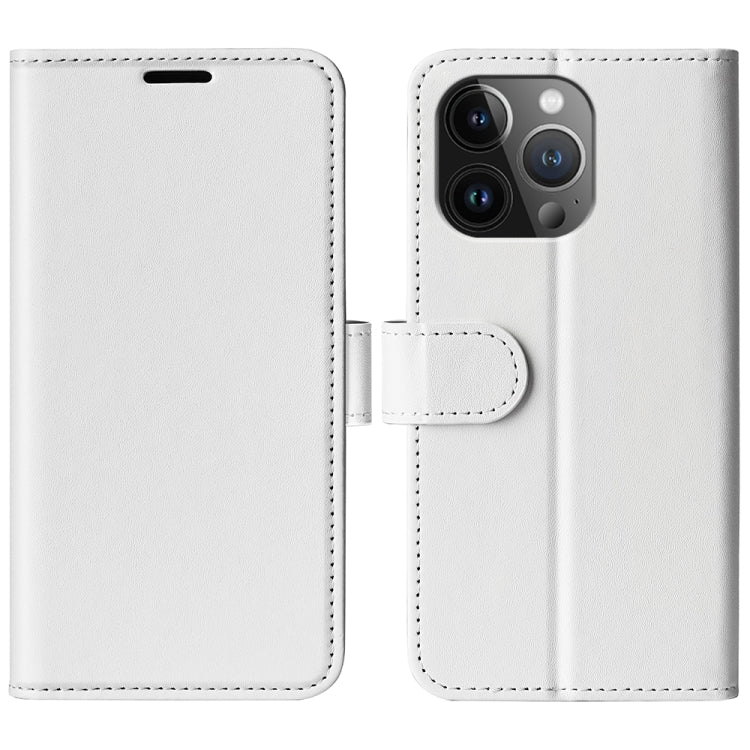 For iPhone 15 Pro Max R64 Texture Horizontal Flip Leather Phone Case(White) - free shipping - PMC TechLife - Order now!