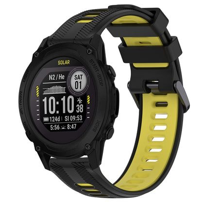 For Garmin Descent G1 Sports Two-Color Silicone Watch Band(Black+Yellow) - Watch Bands by PMC Jewellery | Online Shopping South Africa | PMC Jewellery