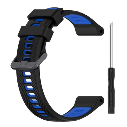 For Garmin Descent G1 Sports Two-Color Silicone Watch Band(Black+Blue) - Watch Bands by PMC Jewellery | Online Shopping South Africa | PMC Jewellery