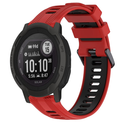 For Garmin Instinct 2 Solar Sports Two-Color Silicone Watch Band(Red+Black) - Watch Bands by PMC Jewellery | Online Shopping South Africa | PMC Jewellery