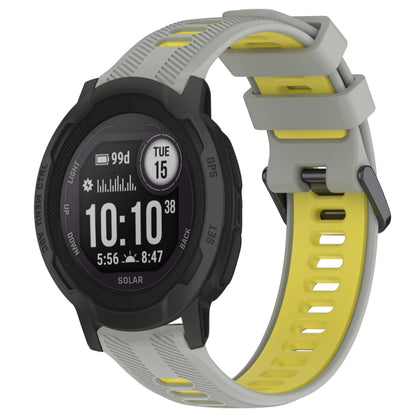 For Garmin Instinct 2 Solar Sports Two-Color Silicone Watch Band(Grey+Yellow) - Watch Bands by PMC Jewellery | Online Shopping South Africa | PMC Jewellery