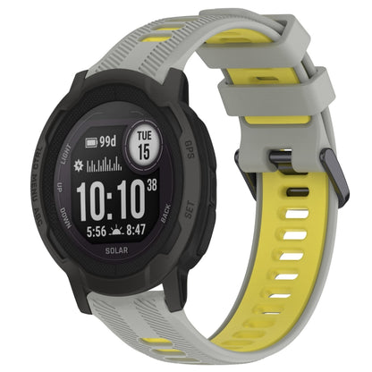 For Garmin Instinct 2 Sports Two-Color Silicone Watch Band(Grey+Yellow) - Watch Bands by PMC Jewellery | Online Shopping South Africa | PMC Jewellery