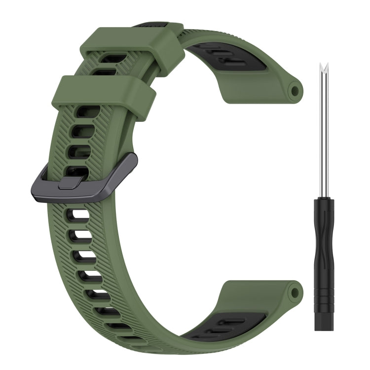 For Garmin Approach S70 47mm Sports Two-Color Silicone Watch Band(Army Green+Black) - Watch Bands by PMC Jewellery | Online Shopping South Africa | PMC Jewellery