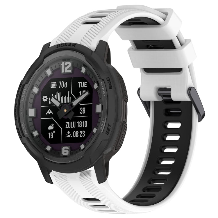 For Garmin Instinct Crossover Sports Two-Color Silicone Watch Band(White+Black) - Watch Bands by PMC Jewellery | Online Shopping South Africa | PMC Jewellery