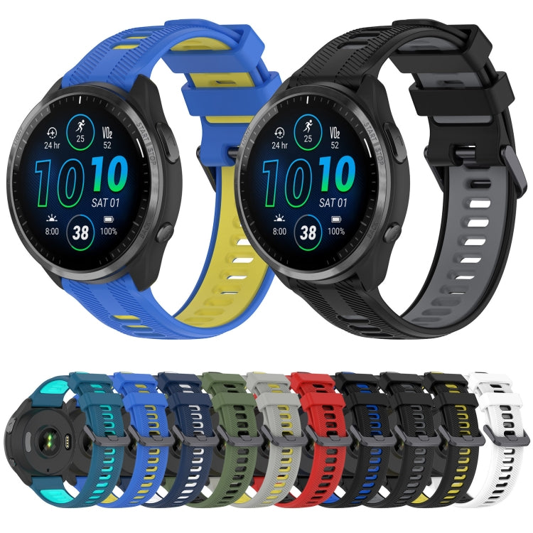 For Garmin Instinct Crossover Sports Two-Color Silicone Watch Band(Black+Blue) - Watch Bands by PMC Jewellery | Online Shopping South Africa | PMC Jewellery